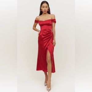 Reformation Red Satin Dress - Never Worn